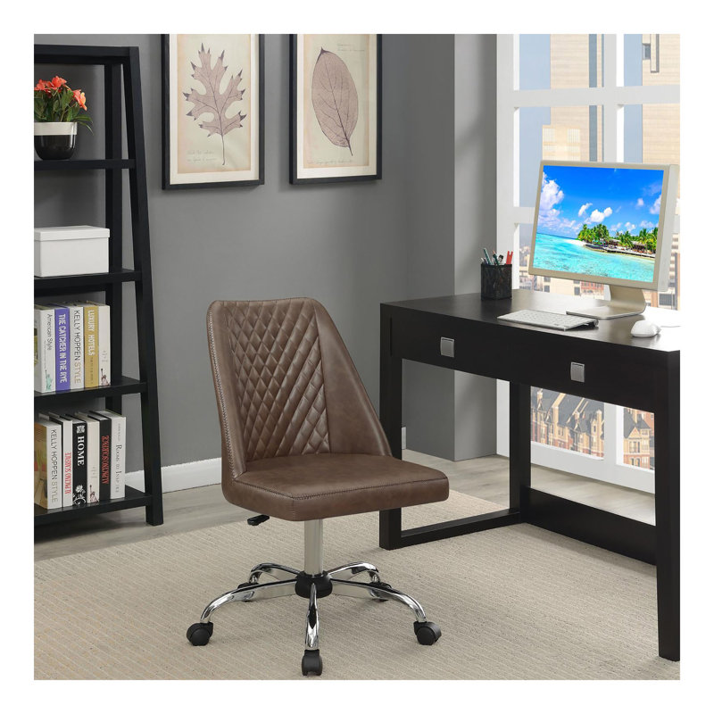 Chaise de bureau réglable brune et chromée