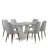 Modern 7-Piece Faux Marble Dining Table Set with Upholstered Chairs-505819573-506348735