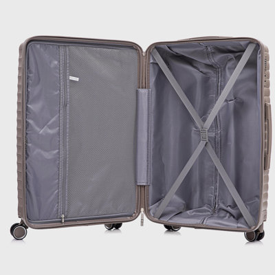 14 "/ 20" / 24 "/ 28" 4 pièces / ensemble dans une valise à roulettes en PP, une valise de transport, une tringle en fer, une serrure à mot de passe à combinaison, un étui à cosmétiques de 14 po (champagne)