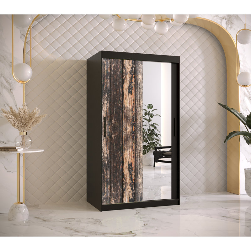 Feaster 1 Door Manufactured Wood Wardrobe, 200cm H x 100cm W x 62cm D, Black
