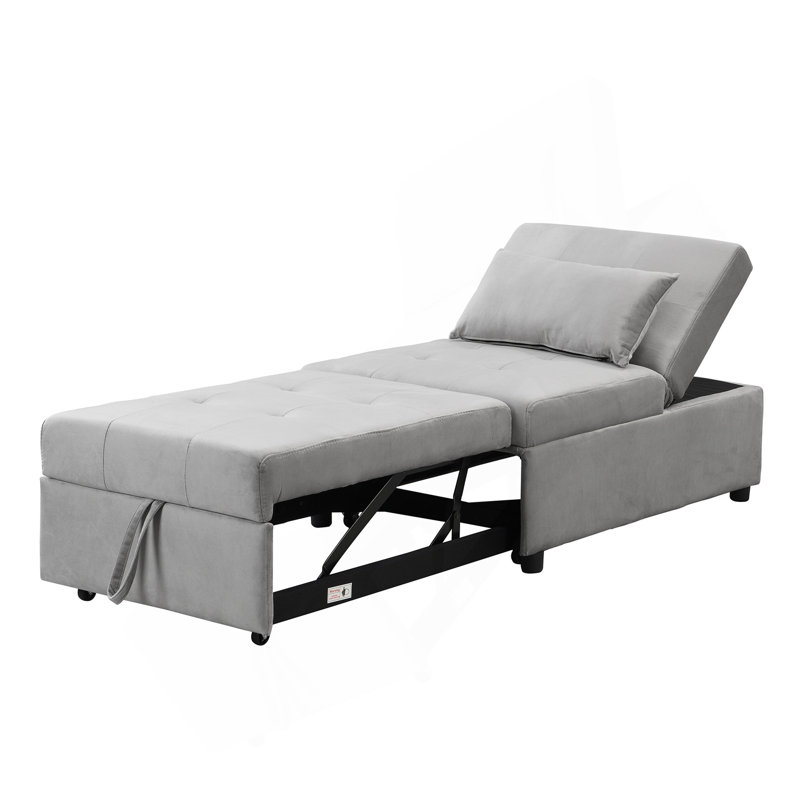 Folding Ottoman Sofa Bed Gray, Gray Velvet