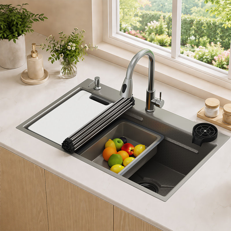 YODOLLA 48 W Kitchen Sink with 1 Faucet Hole