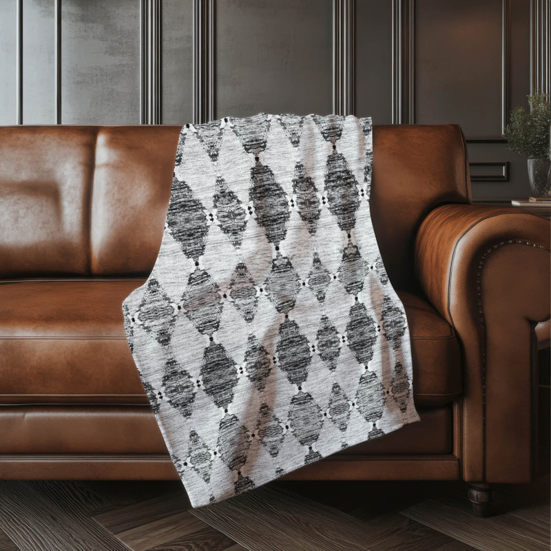 Addison Machine Washable Sherpa ASB610 Moroccan Throw Blanket, Gray