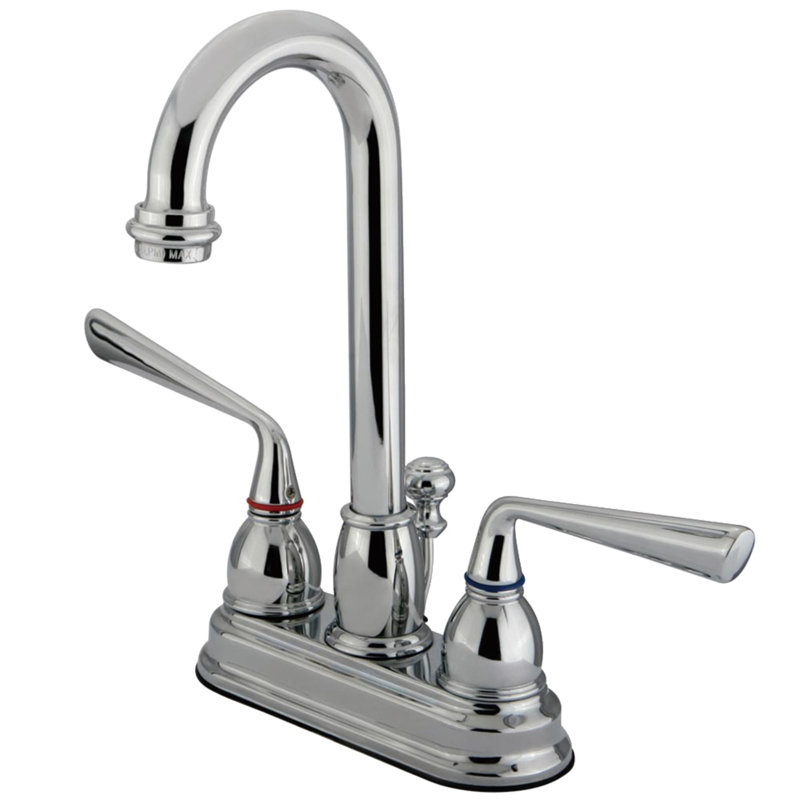 Robinet de salle de bain central à 4 poignées à fixation sur comptoir à 3 trous Kingston, Chrome poli