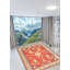 Tapis rouge / brun en laine noué à la main de style nouvel âge unique de 7 pi 4 po x 10 pi 1 po New Age