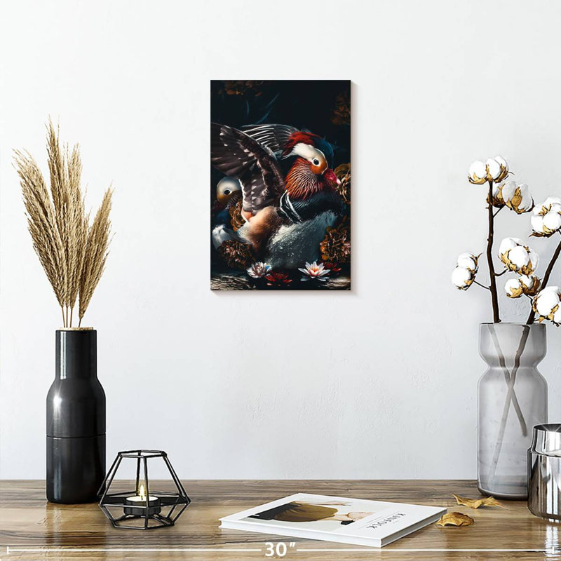 Dark Mandarin Ducks, 12" H x 8" W