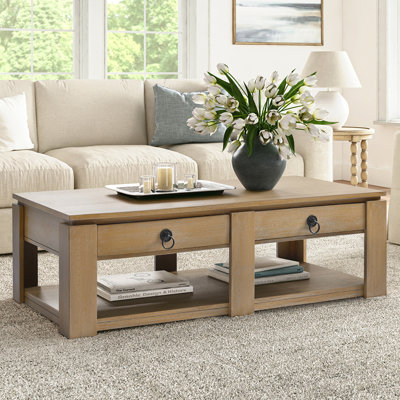 Jorge 54" Modern Rustic 4-Drawers Coffee Table