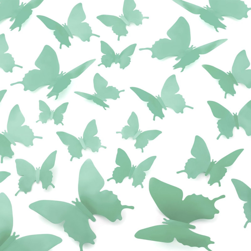Zulay Home 3D Butterfly Wall Decor - 24pcs Butterfly Decor with 3 Different Sizes, Mint