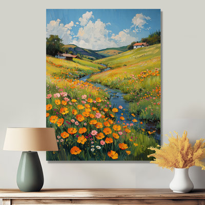 «Yellow Wildflower Summer Meadow Breeze II - Wildflowers», reproduction d'art murale