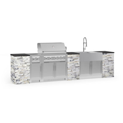 Outdoor Kitchen Signature Series 11 Piece Cabinet Set with 36 in. Natural Gas Platinum Grill -  NewAge Products, 69260