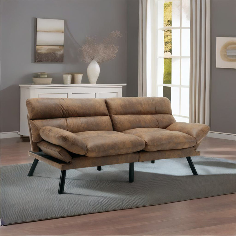 Canapé-lit avec coussin épais, Microfibre café
