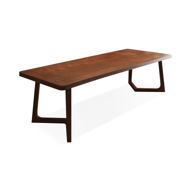 Table de salle à manger rectangulaire en bois massif de couleur noyer foncé, 29.53"H x 62.99"L x 27.56"W
