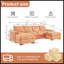 Canapé modulaire à assise profonde avec repose-pieds, revêtement en velours côtelé pour plus de confort et de polyvalence dans les espaces de vie-1269628875