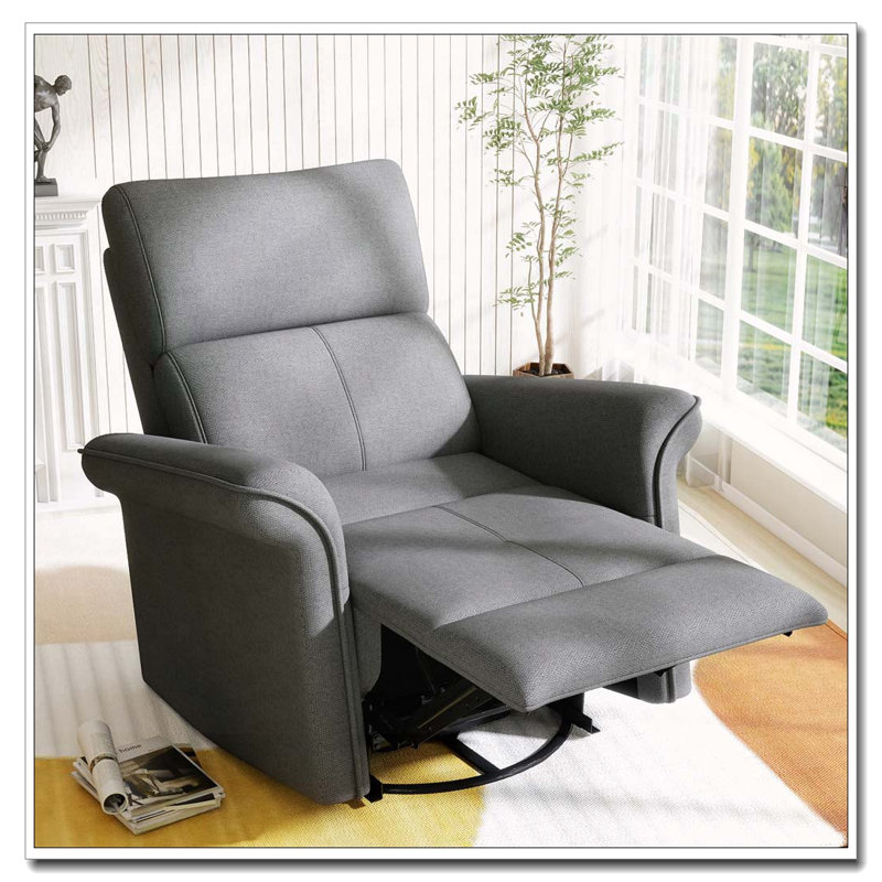 Fauteuil inclinable électrique à bascule, Tissu velours flocon de neige, Dark Grey