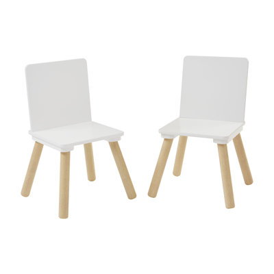 Kids White & Pinewood Chairs (pack of 2)