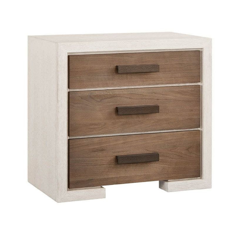 Modern Veil Veil/Mist Two-Tone Soft Close Nightstand, Beige