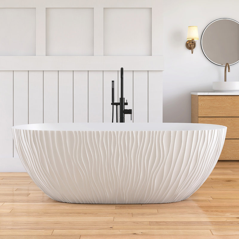 67'' Freestanding Tub Solid Surface Deep Soaking Bathtub