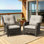 Ensemble de 2 chaises de patio en osier pour l'extérieur