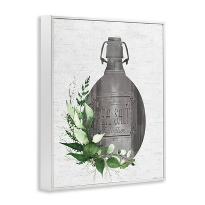 Vintage Bottle with Bathroom Herbs Framed Giclee, design by Lettered and Lined