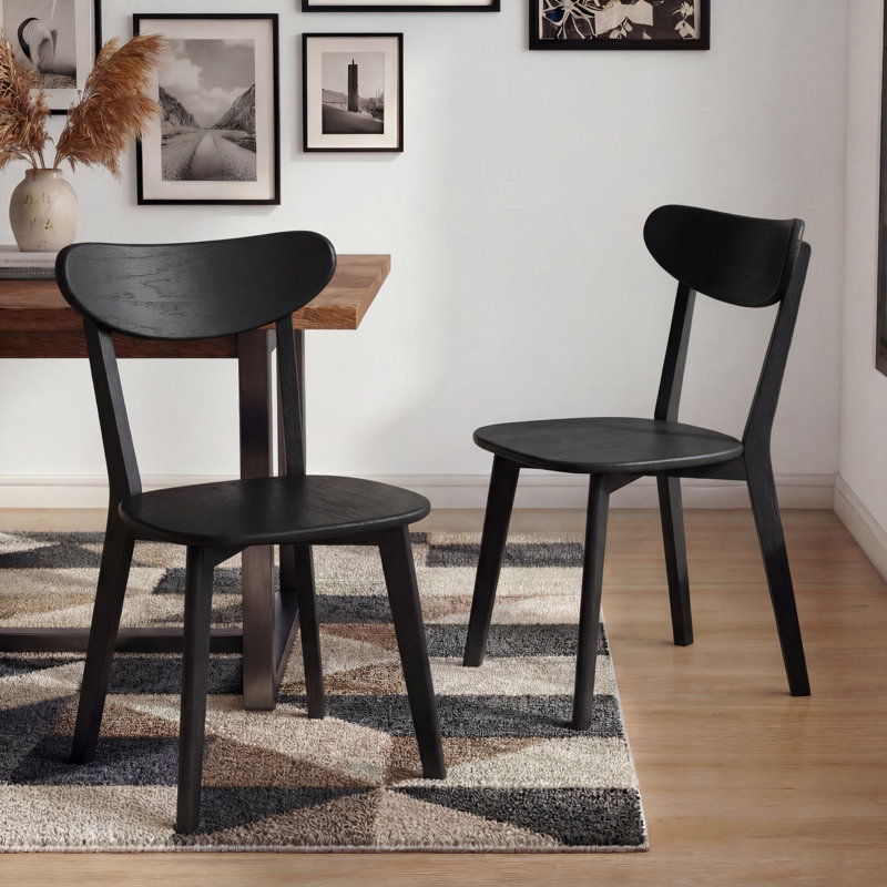 100% Solid Oak 17.7"H Side Chairs Set of 4, Black Oak, 4