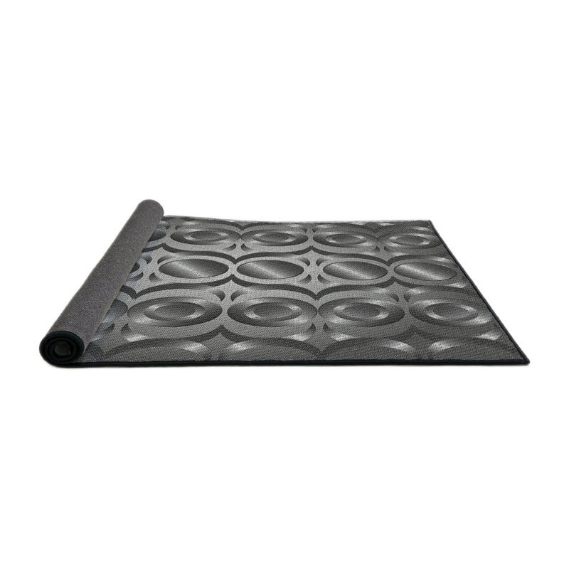 Tapis gris/noir tissé à la machine, Carré 4 pi