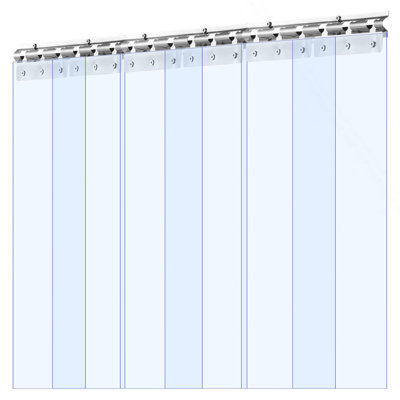 Rideau transparent en PVC transparent de 84 po de hauteur x 36 po de largeur x 0,08 po d'épaisseur, 6 bandes de rideau de congélateur à porte pour PCS, bandes isolantes en plastique pour porte d'entrepôt, congélateur et portes de garage