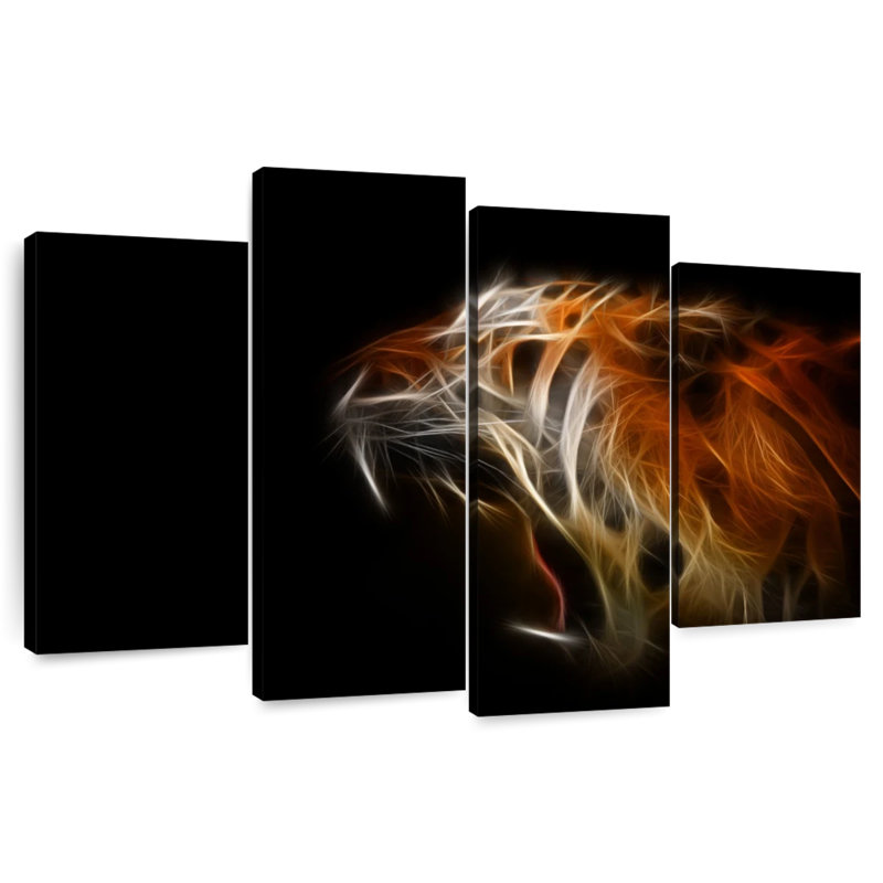 Flammes de tigre abstraites, H 32 po x l 52 po