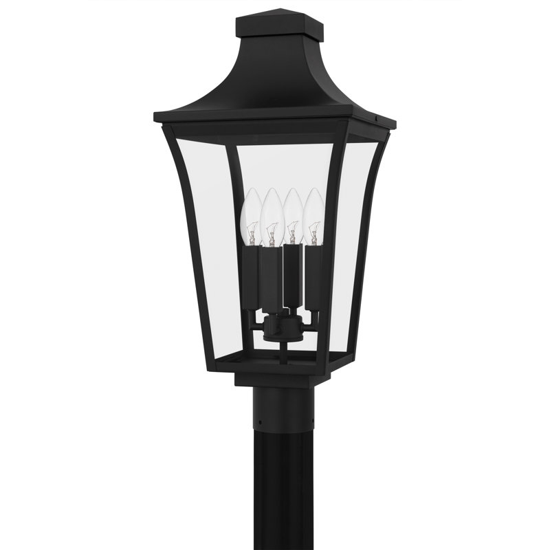 Graysie 4-Light Earth Black Outdoor Post Lantern