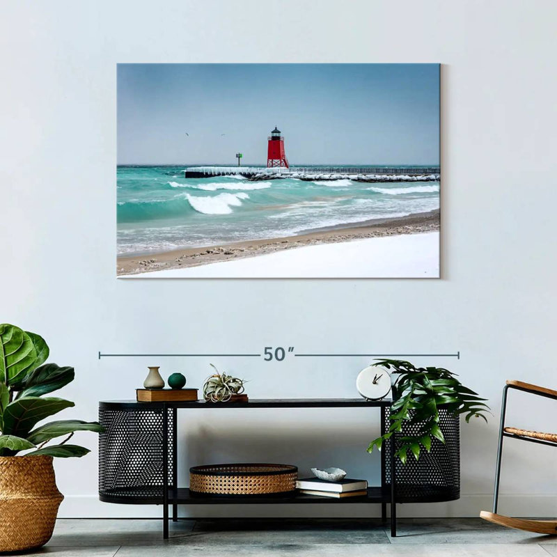 Vue du phare de Charlevoix, H 30 po x l 45 po