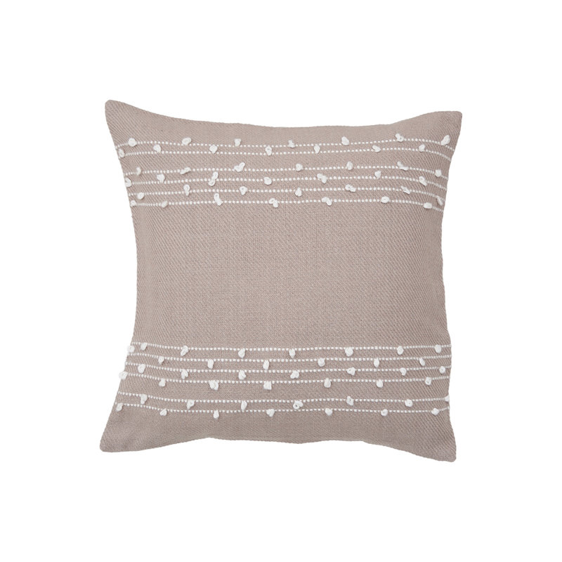 Tabb Embroidered Cotton Blend Throw Pillow, Dune