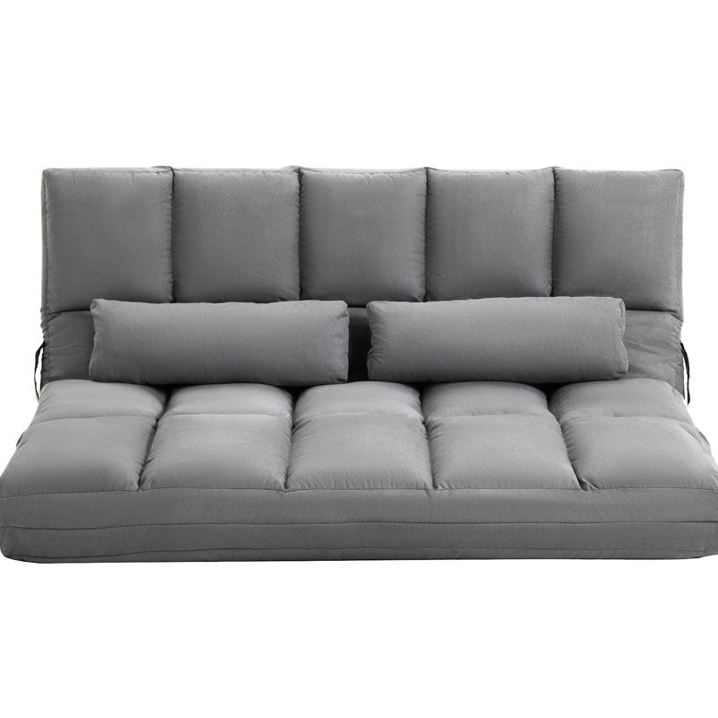 Convertible Floor Couch Bed Chair - Folding In Gray, Adjustable & , 2 Pillows, Space Saving, Adjustable, Frame