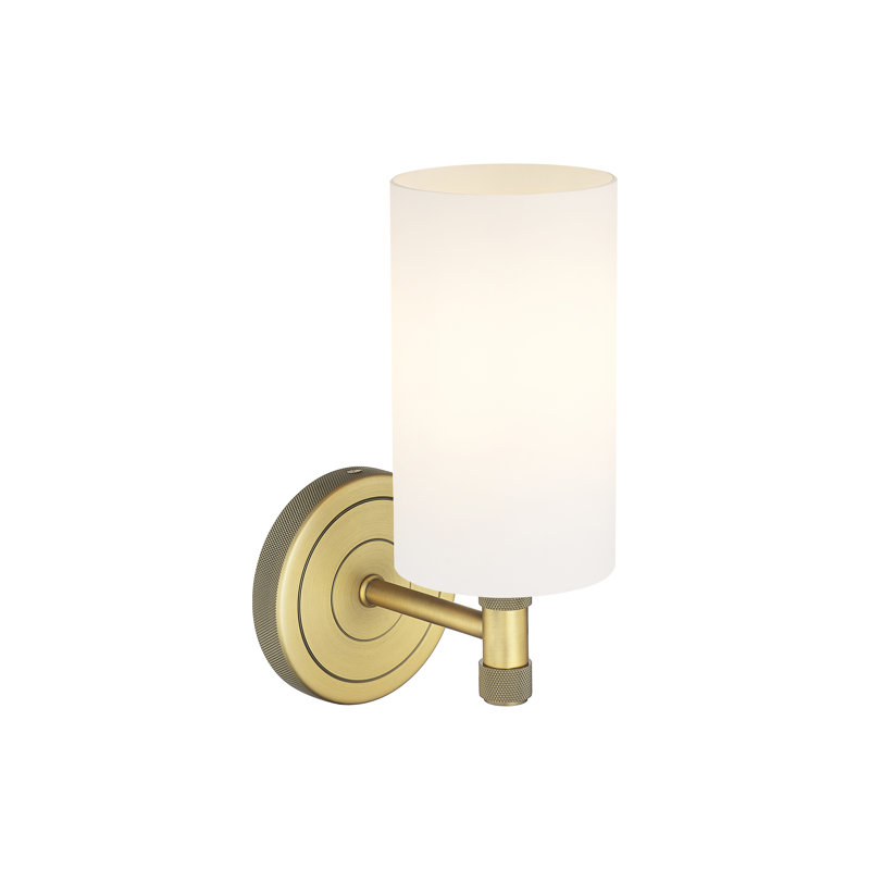Applique murale 1 lumière Crown Point, Laiton brossé, Blanc mat, H 10,5 po x l 3,88 po x P 6,5 po