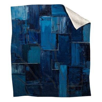 Blue Abstract Geometric Blankets