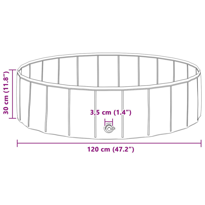 PVC pliable pour chien vidaXL bleu 47,24 x 47,24 x 11,81 po, H 11,81 po x l 47,24 po x P 47,24 po, Bleu
