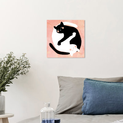 «Animals Yin Yang Cat and Kitties», reproduction d'art sur toile tendue