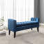 Banc de rangement en velours avec pieds en bois d'hévéa Vendrina-607703244