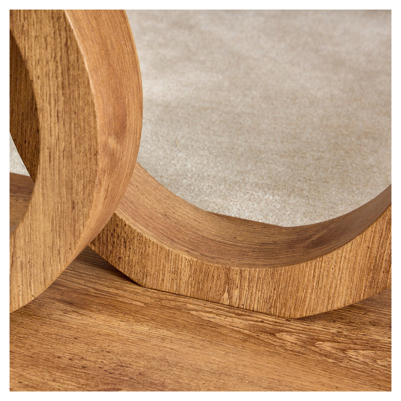 Table basse moderne moderne avec plateau en verre trempé et base en bois emboîtable pour le salon