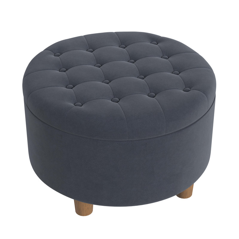 Bhismpal Velvet Ottoman, Blue