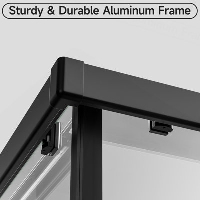 36" D X 36" W X 72" H Corner Shower Enclosure Shower Stall for Walk in Shower, 1/4" Thick Clear SGCC Tempered Glass With Explosion-proof Film Sliding Shower Door, Matte Black