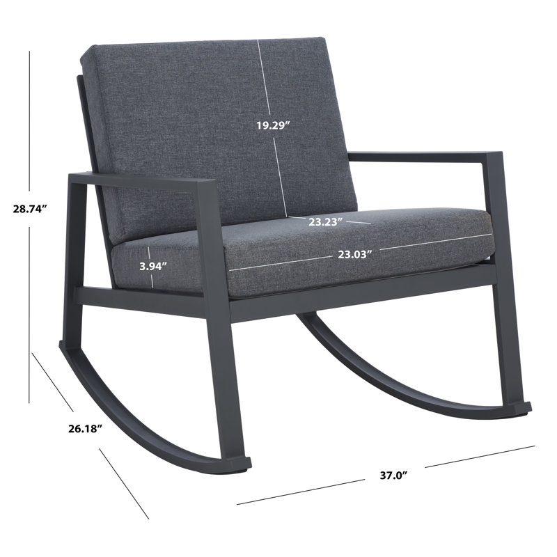 Chaise berçante en métal avec coussins Seadrift Bia, Tissage de performance gris