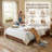 Wooden Platform Bed Frame with Lift Up Storage, Queen, Taupe-233056689-204592589