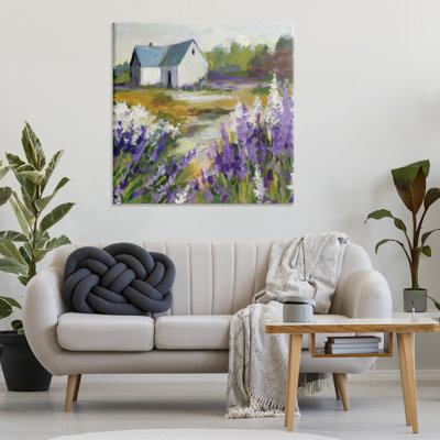 Lavender Field and Cottage Canvas Wall Art, design by Susan Winget