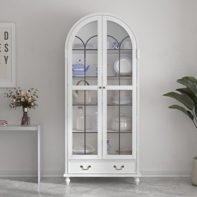 77.2" H Glass Door Display Cabinet - 4 Shelves + Paint Finish by Alcott Hill