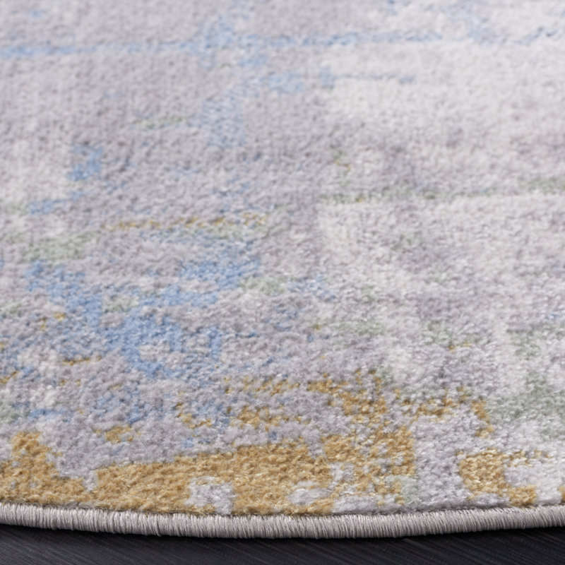 Tapis abstrait lavable à la machine Bayside Performance, Rond 6 pi 7 po