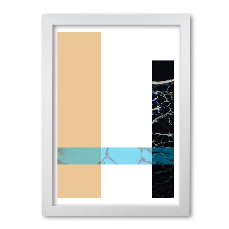 Blue Sand Abstract Rectangles - Print, 42 cm H x 30 cm W x 5 cm D, White Grain Frame