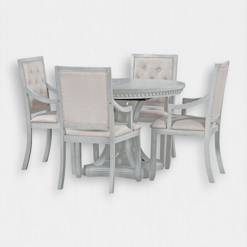 Bowlds Retro 5-piece Dining Set Extendable Round Table and 4 Chairs,Round Table Top with Leaf,dining table set,dining room set
