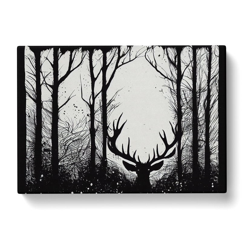Stag Deer Forest Abstract - Wrapped Canvas