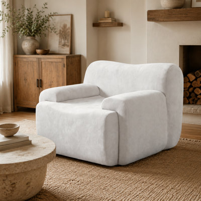 Fauteuil d'appoint surdimensionné large et moderne avec rembourrage moelleux, tissu doux respirant, mousse de soutien et structure intérieure à ressorts, sièges supplémentaires confortables