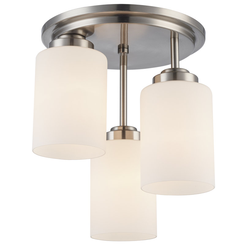 Plafonnier encastré 3 lumières Mod Pod, Nickel brossé