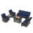 7-Person Outdoor Patio Conversation Rattan Seating Group With 2-In-1 Propane Fire Pit Table,2 Swivel Chairs and Blue Cushions-1851674740